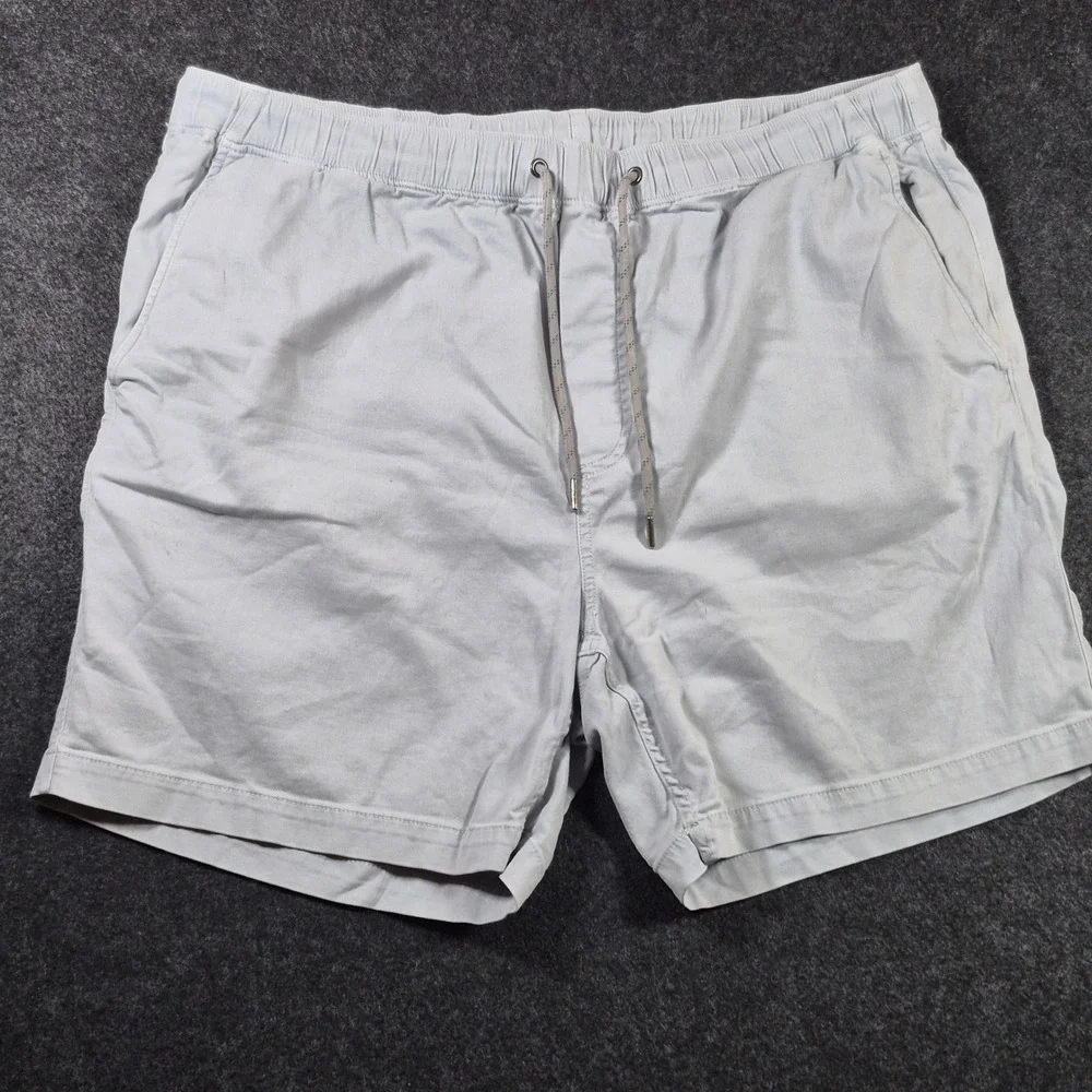Faherty Mens XXL Light Gray Organic Cotton Linen Blend Drawstring Casual Shorts